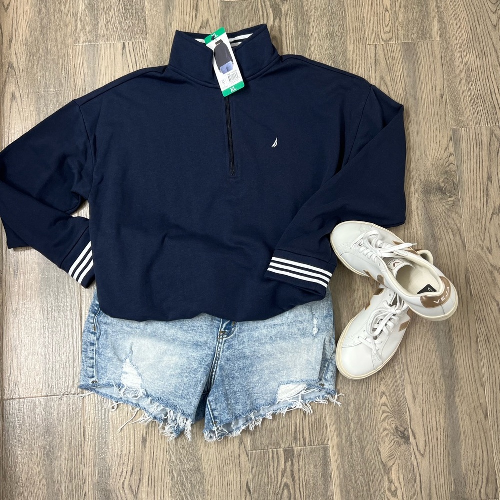 NWT Nautica navy quarter zip